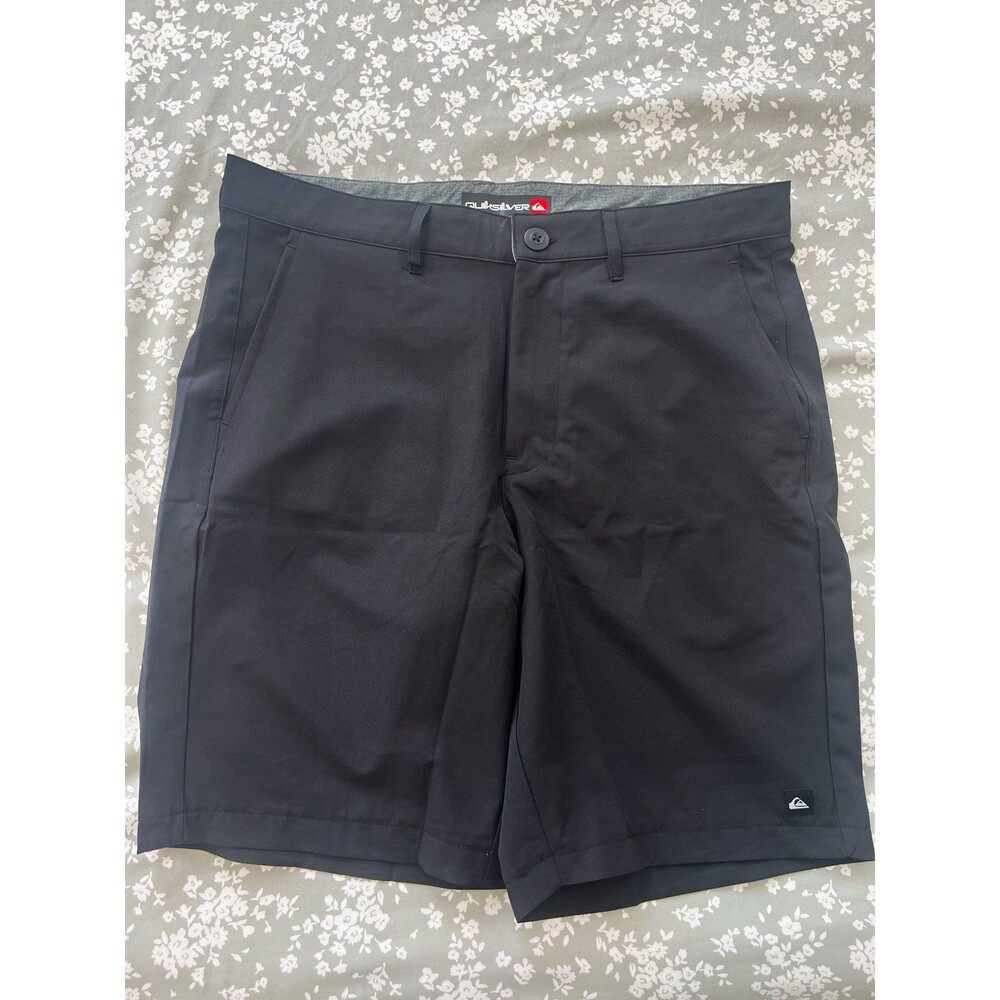 Quiksilver Men's Black Solid Chino Shorts Flat Front Button Pockets